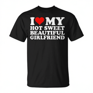Camiseta I Love My Beautiful Girlfriend, camiseta promocional de algodón negro para hombre - Product Image 2