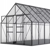 Serre agricole à simple travée en acier galvanisé à chaud robuste avec couverture latérale en feuille de polycarbonate transparente et ventilation