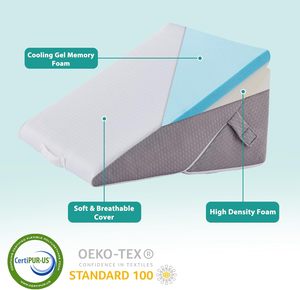 Coussin de lit en mousse à mémoire de forme de qualité supérieure - Support dorsal réglable pour s'asseoir au lit, coussin ergonomique pour la lecture et le sommeil - Product Image 3