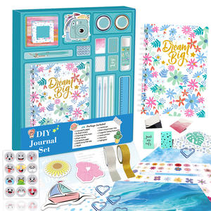 DIY journary set enfants bleu main compte autocollant papeterie cadeau boîte ciseaux mince journal ensemble - Product Image 3