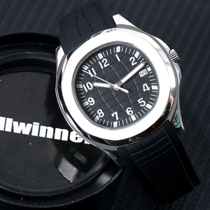 Montre mécanique personnalisée avec logo NH35, 40 mm, noire et argentée, pour hommes, mouvement automatique de luxe NH35, cadran étanche, cristal saphir - Product Image 5