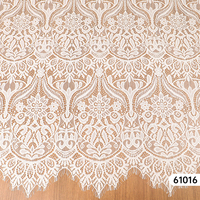 Tissu en dentelle Chantilly française blanche tissée à cordon, effet cils, écologique, extensible, polyester/nylon, de luxe, sexy, floral, pour mariage