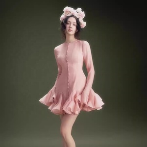 Vestido Casual Corto con Volantes y Mangas Largas de Moda AIMEISI, Vestido Sencillo para Mujer - Product Image 3