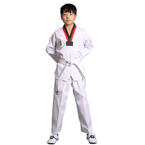 Uniforme Taekwondo Dobok Bianca con Collo a V Nero, Spedizione Gratuita, Uniforme Taekwondo ITF - Product Image 5