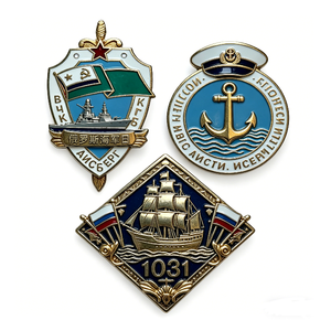 Conjunto de Insignias Conmemorativas del Día de la Marina Rusa, Esmalte Duro, Aleación de Zinc, Chapado en Oro, Forma Irregular, Recuerdo, Emblema Patriótico - Product Image 1