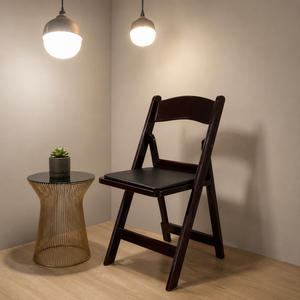 Chaise pliante en résine finition acajou - Chaise de salle à manger d'extérieur confortable, légère, pliable et résistante à l'eau pour hôtel et villa - Product Image 1