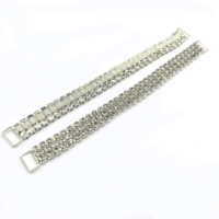 Connecteurs à clip polyvalents en alliage de 16 cm à 3 rangées de chaînes fermées, ornés de strass en cristal, pour bikinis, chaussures, ceintures, sacs et articles de compétition