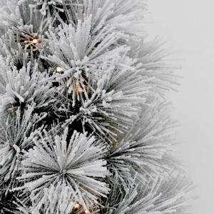 Nouvelle conception de mini arbre de Noël artificiel en aiguilles de pin floquées avec lumières blanches chaudes - Product Image 3