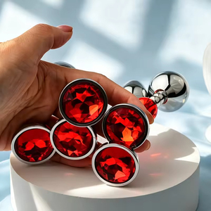 Tapón Anal de Aluminio con Base de Gema Roja, Estimulador de Próstata, Dildo para el Placer de Parejas Adultas, Juguete Sexual - Product Image 5