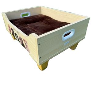 Lit pour chien rond en bois personnalisable, canapé-lit indestructible avec housse amovible et lavable, design portable, emballé en boîte, toutes saisons - Product Image 1