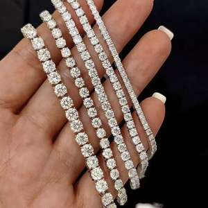 2 मिमी 3 मिमी 4 मिमी 5 मिमी सफेद सोने की कस्टम प्रयोगशाला डायमंड राउंड कट चरस आभूषण प्रंग सेट टेनिस ब्रैसलेट महिला गहने - Product Image 4