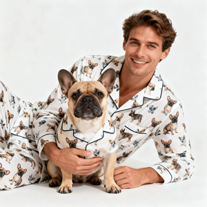 Joymay Custom Fashion Designer Hunde pyjamas Luxuriöser Druck Bequeme atmungsaktive Polyester-Haustier kleidung mit der Übereinstimmung des Besitzers - Product Image 2