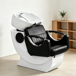 Nuevo Modelo de Sillón de Peluquería Comercial Moderno con Asiento de Cuero, Esponja de Alta Densidad y Lavacabezas de Cerámica - Product Image 1