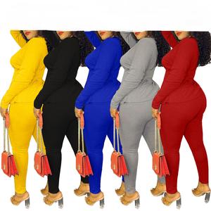 Conjunto de 2 piezas, chándal, ropa de otoño para mujer, de manga larga Top, pantalón, chándal, ropa de salón, conjuntos ajustados a juego, traje informal - Product Image 2