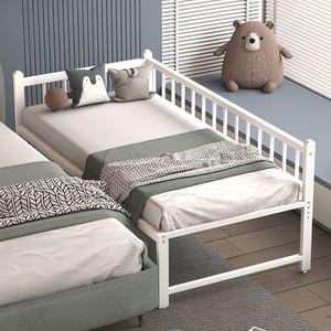 Costura ajustable Cama de hierro para niños con panel de valla Cama pequeña para bebés Conexión sin costuras ensanchada Lado De La Cama grande puede dormir - Product Image 2