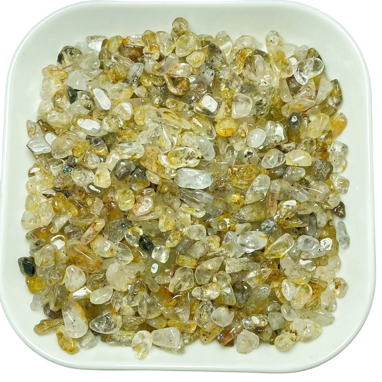 للبيع بالجملة حجر ديغاوسينج طبيعي صغير جسيمات كوارتز خام ساطع الماس التأمل اليوغا