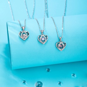 Vendita calda 925 in argento Sterling cuore dell'oceano cuore che batte ciondolo collana donna di san valentino gioielli - Product Image 1
