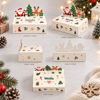 Boîte pliante en carton OEM pour emballage cadeau saisonnier, avec illustration interactive de personnages de Noël découpés et en relief