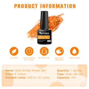 MTSSII-Vernis à Ongles Gel Ambré Brillant, Gel de Vernis à Ongles en Cristal, <span class=keywords><strong>Marron</strong></span>, Vert, <span class=keywords><strong>Automne</strong></span>, 6 Couleurs, UV, LED, <span class=keywords><strong>Art</strong></span> de Manucure - Product Image 2