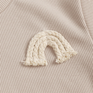 ชุดเด็กทารกชายหญิง แขนยาวผ้าคอตตอนริบบิ้น พร้อมกางเกงขายาว 2 ชิ้น ชุดเด็กวัยหัดเดิน ชุดสเวตสูทสีพื้น 1 ชิ้น/ถุง OPP - Product Image 5