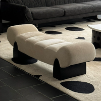 Banc ottoman de luxe italien en flanelle, tabouret léger pour chambre à coucher, salon, entrée, tabouret à chaussures