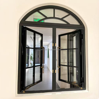 Aluminium-Französische Türen Außentüren für Häuser Schall- und Wärmedämmung Gitterdesign Eingangstüren Villa Innenhof