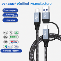 Cable USB ULT-unite al por Mayor, USB-A a USB-C, Tipo C 2 en 1, 30cm, 60cm, 1m, 1.5m, Cable USB3.2 4K 60Hz de Alta Calidad