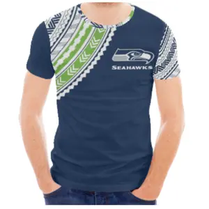 Grosir OEM Pakaian Pria Custom Street Wear Hip Hop T-shirt Seahawks Pria Lembut Bernapas Tshirt Kebesaran untuk Pria Pabrik