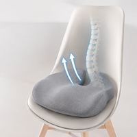Coussin de siège ergonomique en mousse à mémoire de forme 5 zones avec découpe coccyx pour alignement de la colonne vertébrale, coussin orthopédique pour chaise de bureau, soulagement des hanches et du coccyx