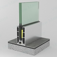 Diseño de Base en U de Aluminio para Barandilla de Vidrio, Canal en U para Balcón, Barandilla de Vidrio sin Marco con Estructura de Aluminio