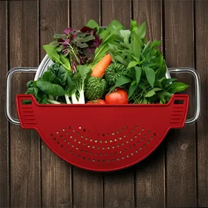 Égouttoir pliable en silicone pour casseroles et pâtes, écologique, pour cuisine domestique, lavage à la main uniquement, 28,5x12CM - Product Image 3