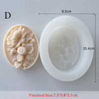 4 styles de moules à savon ovales en silicone - Moule à savon ovale en forme de fleur - Moule à savon en forme de fleur sauvage - Moule à savon en forme de fleur en relief - Moule à savon DIY pour aromathérapie