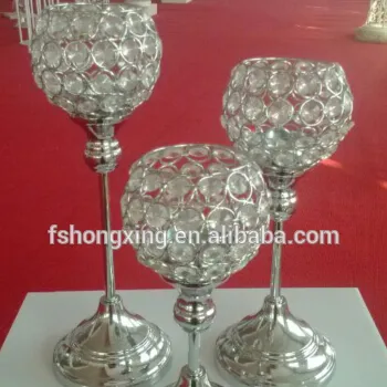 silver crystal Acrylic Crystal Table Candlesticks for weddings