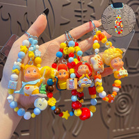Accessoire de sac DIY : Petit pendentif en forme d'étoile, figurine de poupée, décoration de porte-clés, chaîne de téléphone portable perlée, style dessin animé tendance
