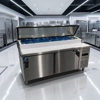 Table de préparation commerciale CE ETL pour pizzas, salades et sandwichs, avec réfrigérateur, vitrine réfrigérée et comptoir congélateur pour cuisine de restaurant