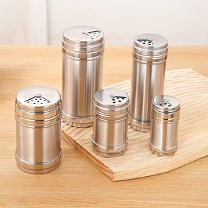 Stainless Steel Seasoning <b>Bottles</b> Set Multi Functional Rotating Lid For Camping And Barbecue Use - Product Image 1