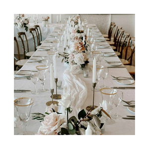 Light <b>Pink</b> Woven Cheesecloth Table Runner 100% Polyester Wabi-Sabi Luxury Printed Design for Delicate Feminine Home Wedding - Product Image 3