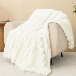 White Throw Blanket for Couch, Super Soft Cozy Warm <b>Fluffy</b> Plush Blankets , Cute Faux Fur Lightweight Blanket - Product Image 2