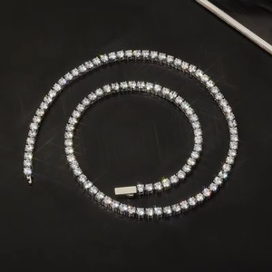 Hiphop Collier à chaîne de tennis en zircon cubique glacé Collier à chaîne de tennis en acier inoxydable plaqué or 18 carats avec diamant Chaîne - Product Image 5