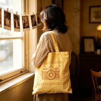 Sac de rangement léger et réutilisable en toile à motif de dessin animé imprimé sur mesure avec fermeture éclair, sac cadeau multi-usages pour le camping, petit format
