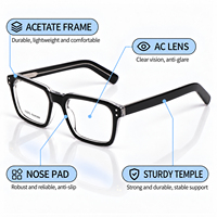 Lbashades OM33315 Nouvelles montures optiques carrées en acétate rétro de haute qualité, lunettes de mode vintage avec logo personnalisé, lunettes de luxe pour hommes