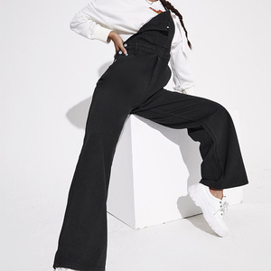 <strong>Women</strong> Sleeveless Sustainable Denim <strong>Dungaree</strong> Jumpsuit Pant Wide Leg Denim <strong>Black</strong> Overalls - Product Image 3