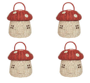 Panier en rotin tressé à la main pour enfants, adorable panier de rangement en forme de maison avec poignée pour le rangement des jouets, décoration de la maison, article en solde - Product Image 1