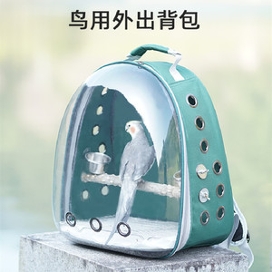Portable Birdcage <b>Backpack</b> With Perch For Parrot And <b>Small</b> Birds Travel Carrier Transparent Plastic Design - Product Image 2