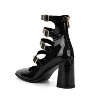 Bottines Mary Jane personnalisées pour femmes en cuir verni à talon carré avec plusieurs sangles à boucles