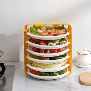 Étagère à vaisselle multi-niveaux empilable, organisateur de rangement alimentaire, plateau de service latéral - Product Image 1