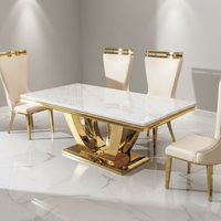 Appartement hôtel maison mobilier contemporain design moderne dessus en marbre table à manger ensemble 6 chaises avec pied en métal