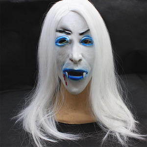 Horror Scary Women Witch Máscara <span class=keywords><strong>de</strong></span> látex con peluca Realista Halloween Cosplay Ghost Devil Adultos Full Head Party Masks - Product Image 3