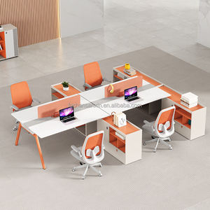 Современный административный модульный офисный стол с высоким боковым шкафом, модный финансовый стол в деревянном столе для сотрудников - Product Image 4