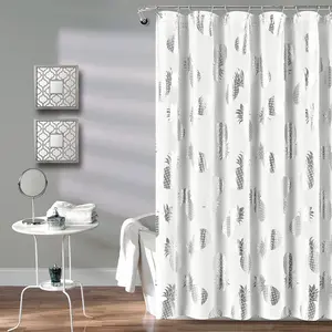 Cortinas de banheiro para banheiro, cortinas de estampa macia do banheiro, 100% poliéster de tecido, ouro e prata, cortina de chuveiro para banheiro